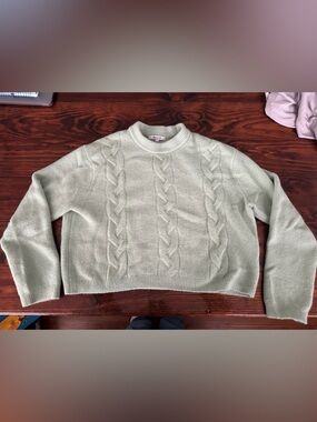 Madewell Mint Green Cable Knit Sweater